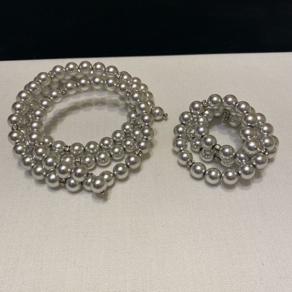 Vintage Silver Ball And Rhinestone Wrap Set - Picture 10 of 12